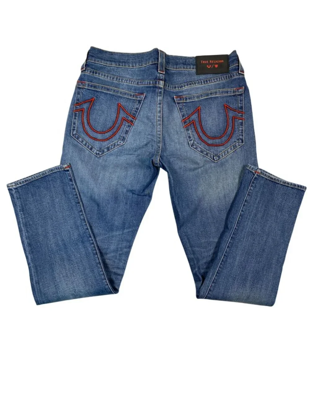 True Religion Manchester United Mens Blue Straight-Leg Denim Jeans 34 Embroidere